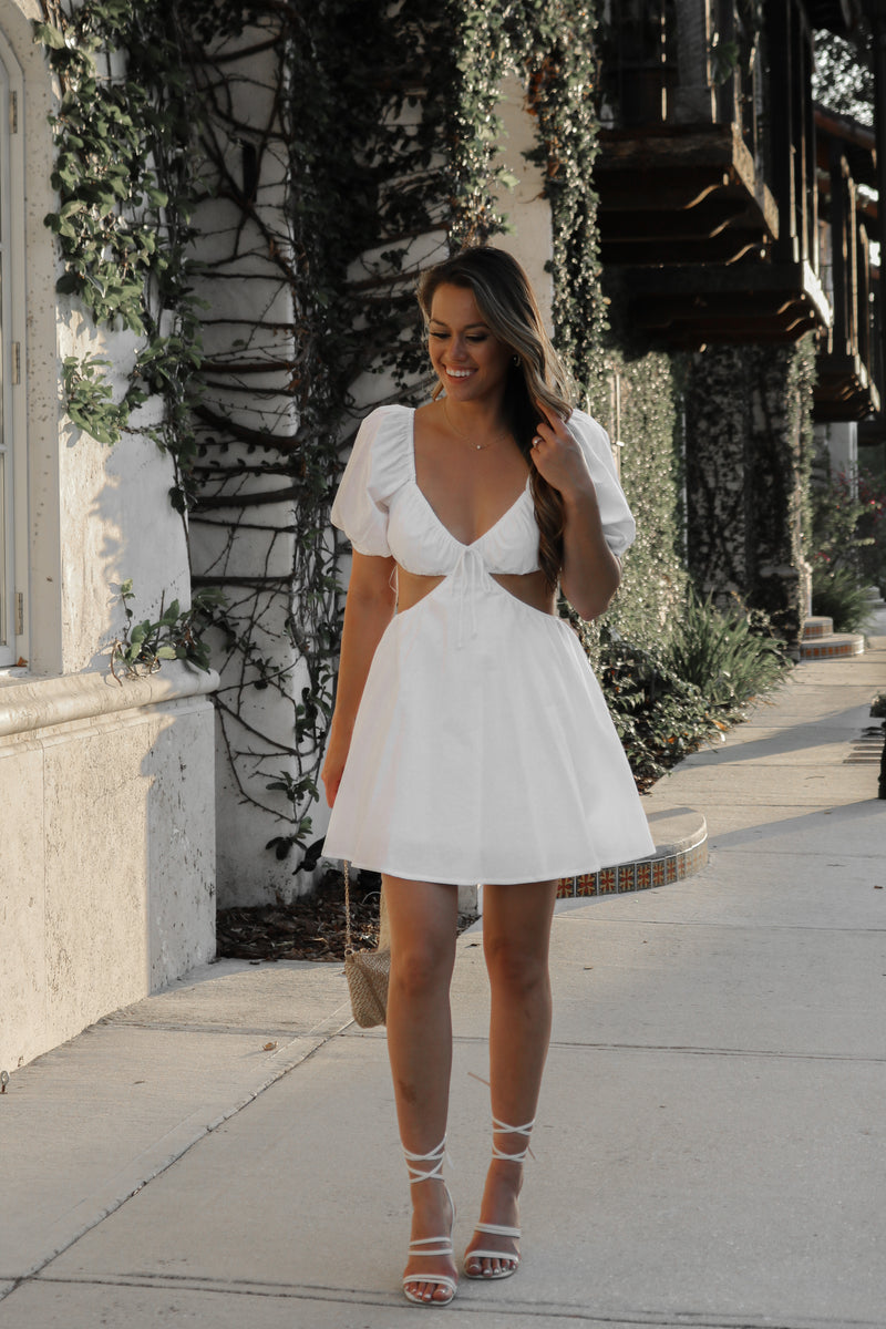 Baby Blues Mini Dress in White