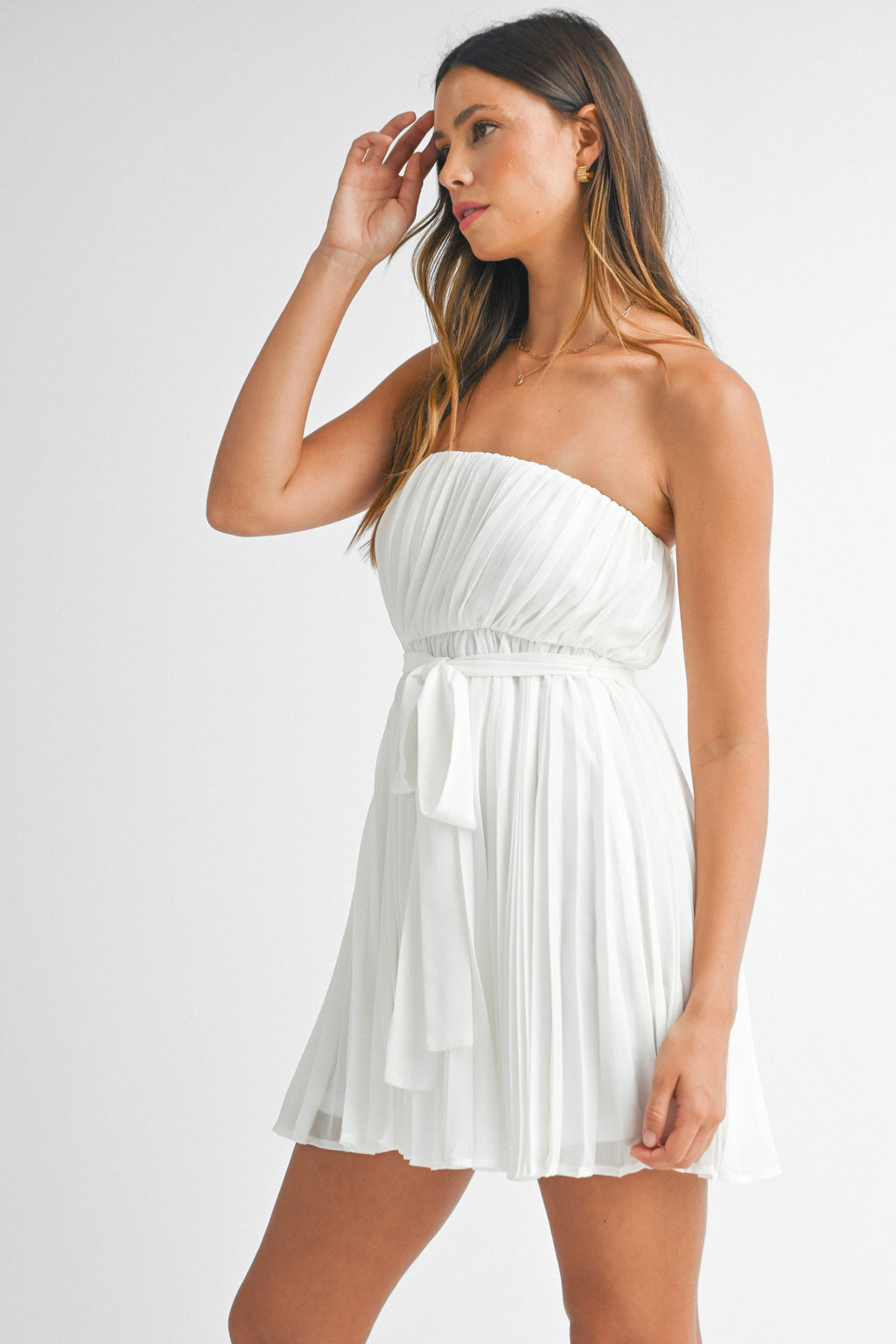 Pleat to Meet You Dress in White