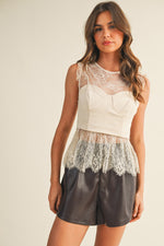 Lace Call Top in Neutral