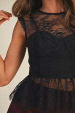 Lace Call Top in Black