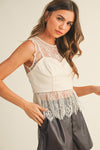 Lace Call Top in Neutral
