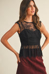 Lace Call Top in Black