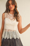Lace Call Top in Neutral