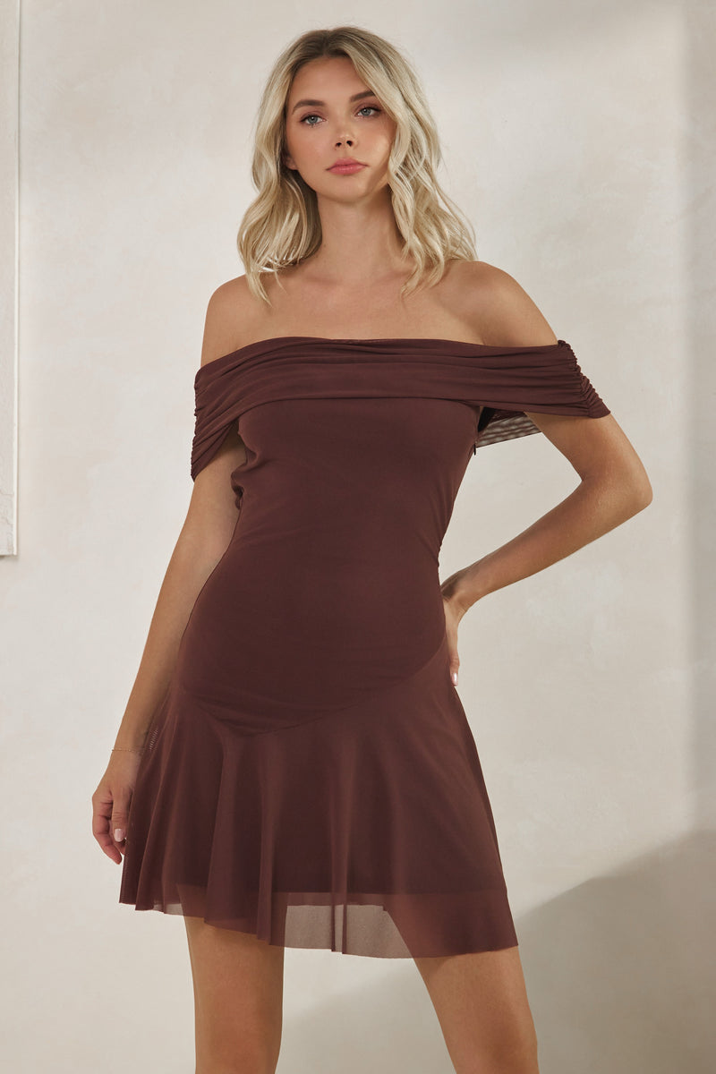 Backfired Dress in Brown