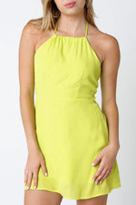 Halted Mini Dress in Lime