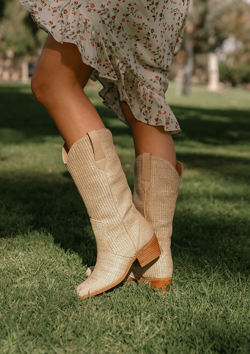 Jenah Boot in Natural Raffia