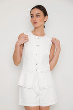Mara Denim Vest in White