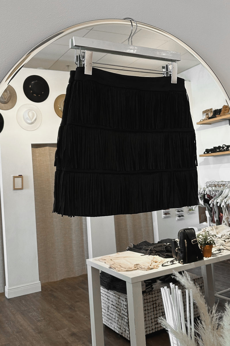 Memphis Fringe Skirt in Black