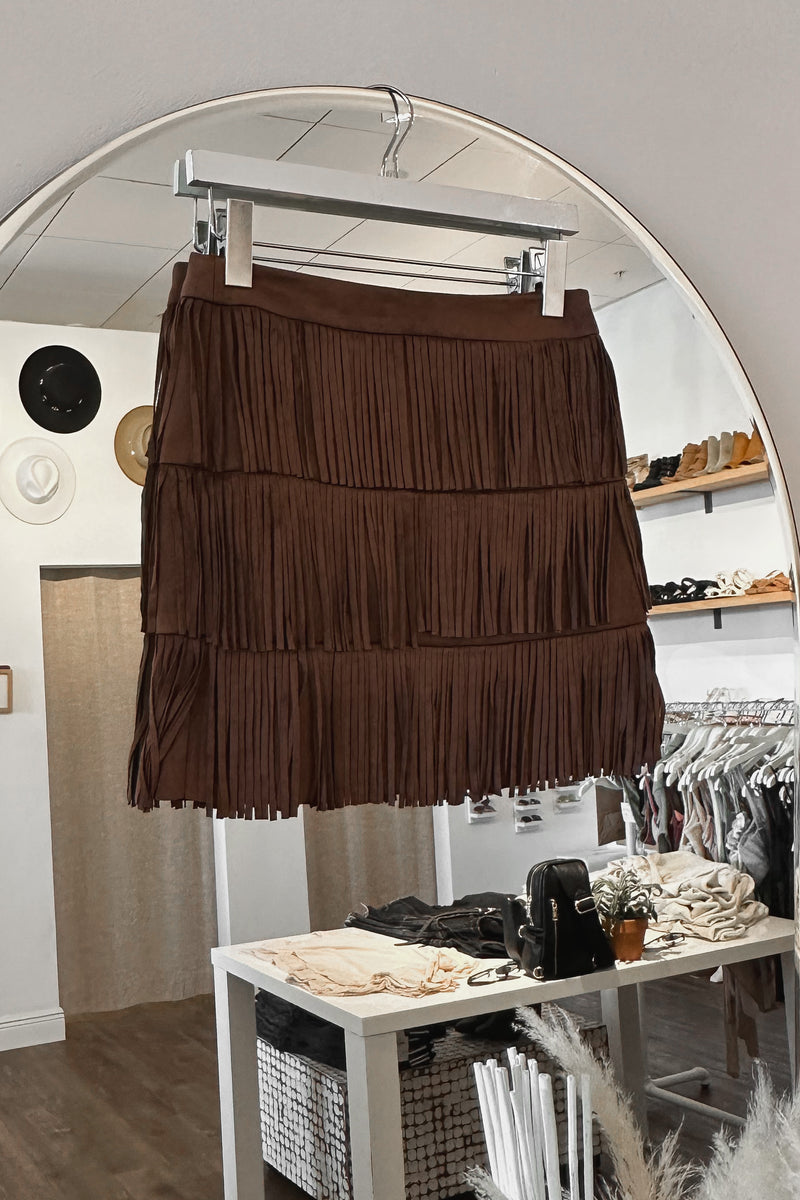 Memphis Fringe Skirt in Cocoa