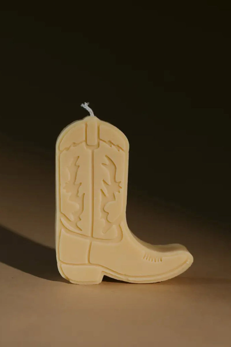 Cowboy Boot Candle in Desert