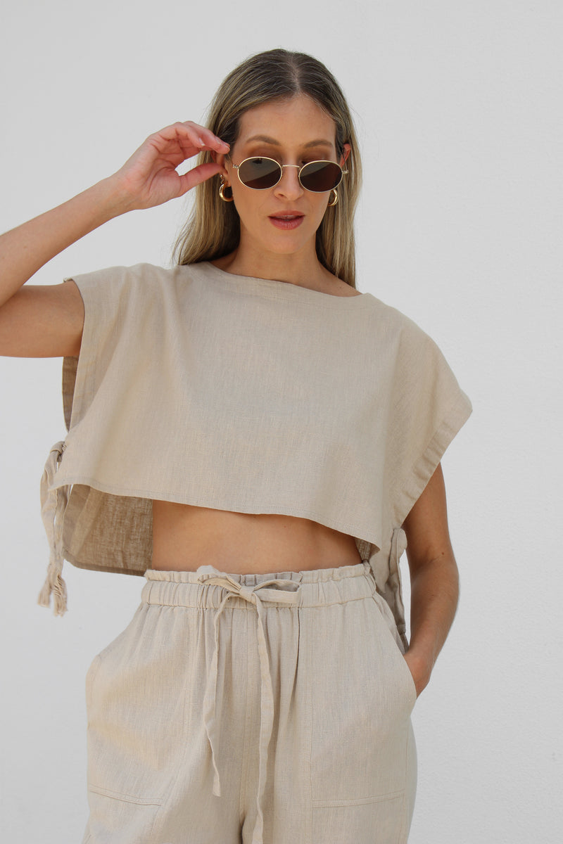 Over the Dunes Top in Tan