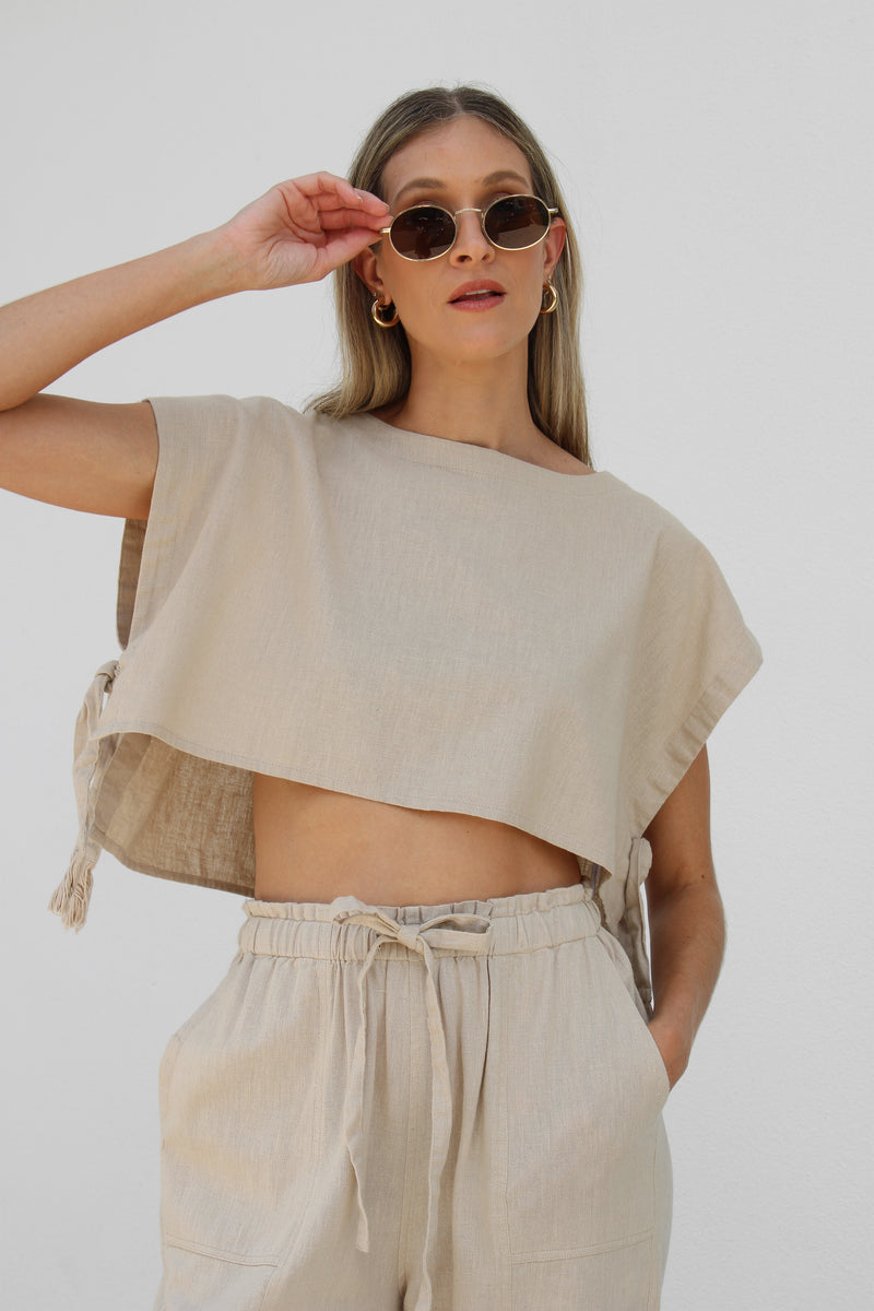 Over the Dunes Top in Tan