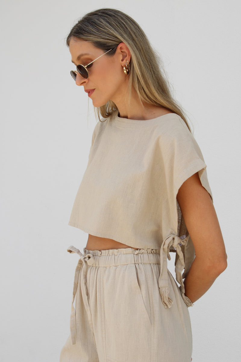 Over the Dunes Top in Tan