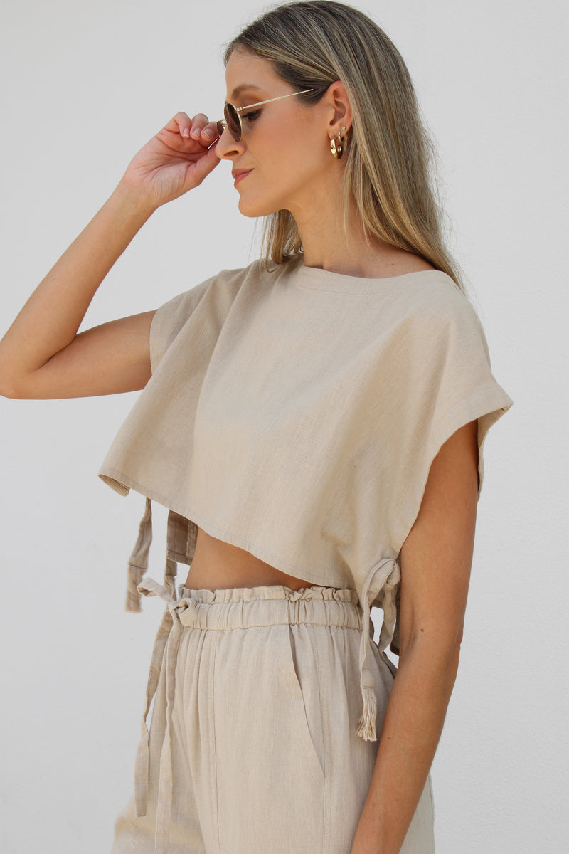 Over the Dunes Top in Tan