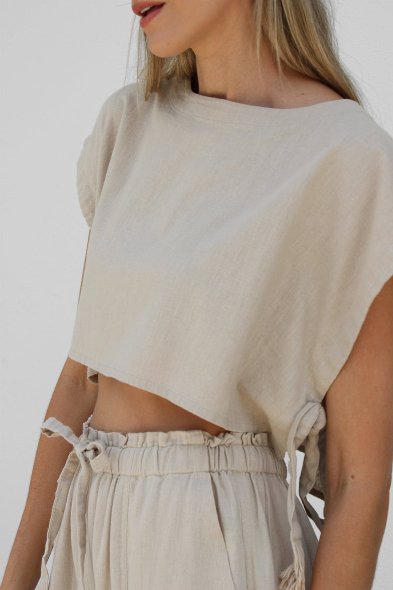 Over the Dunes Top in Tan