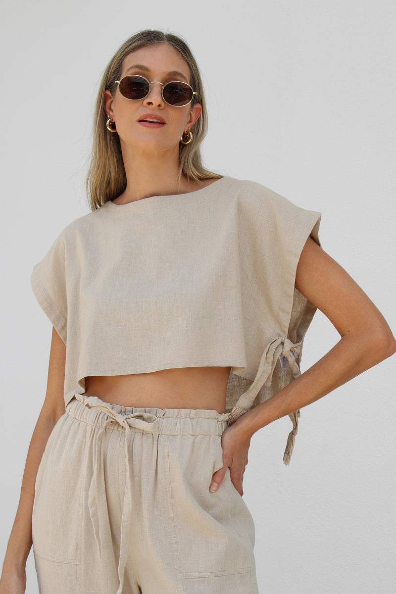 Over the Dunes Top in Tan