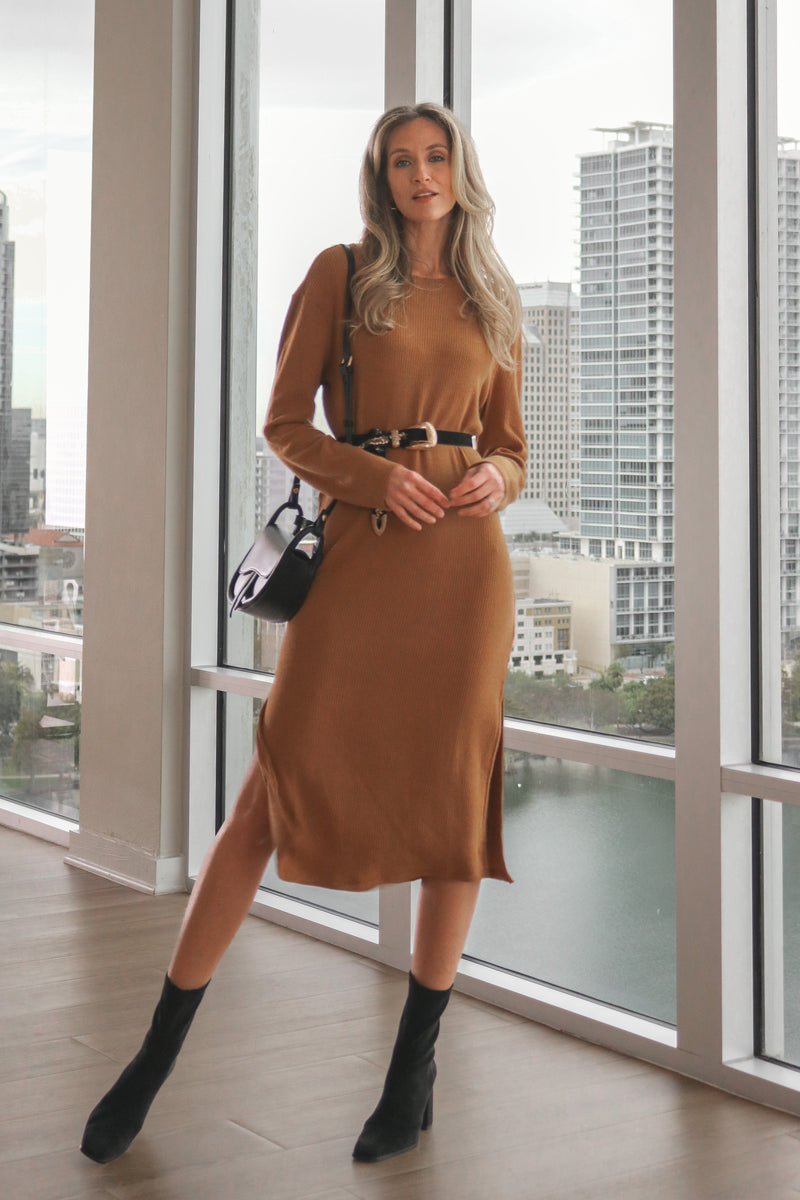 Windy City Dress in Camel