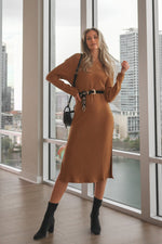 Windy City Dress in Camel