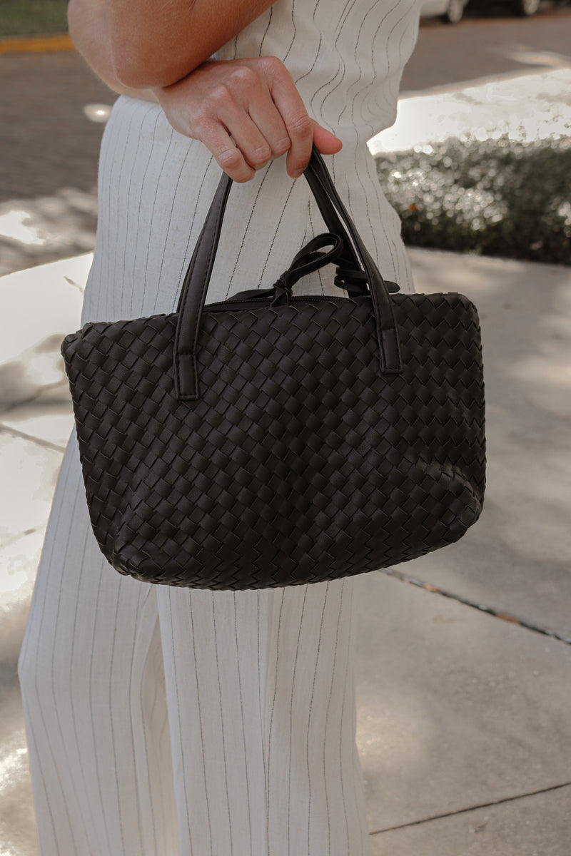 Woven Way Handbag in Black