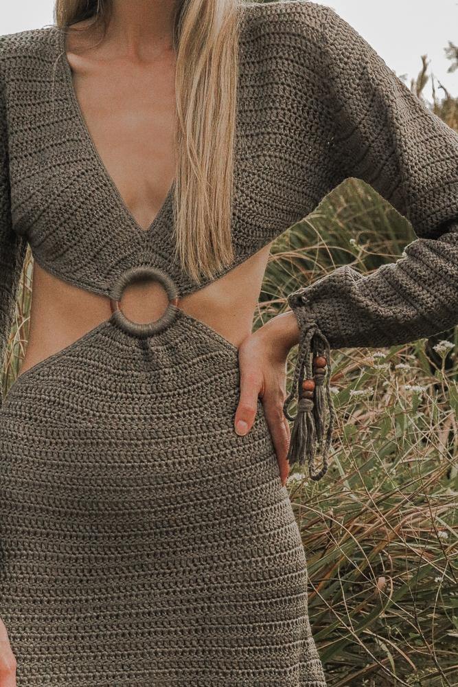 Valley Knit Dress in Olive - Lauren Nicole
